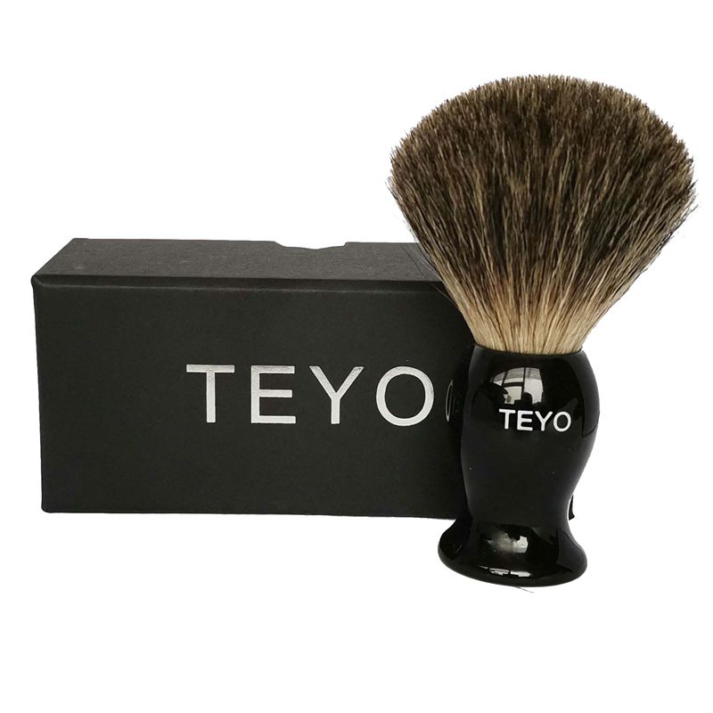 TEYO 100 Original Pure Badger Hair Shaving Brush Handmade with Resin Handle for Safety Razor Double Edge Razor