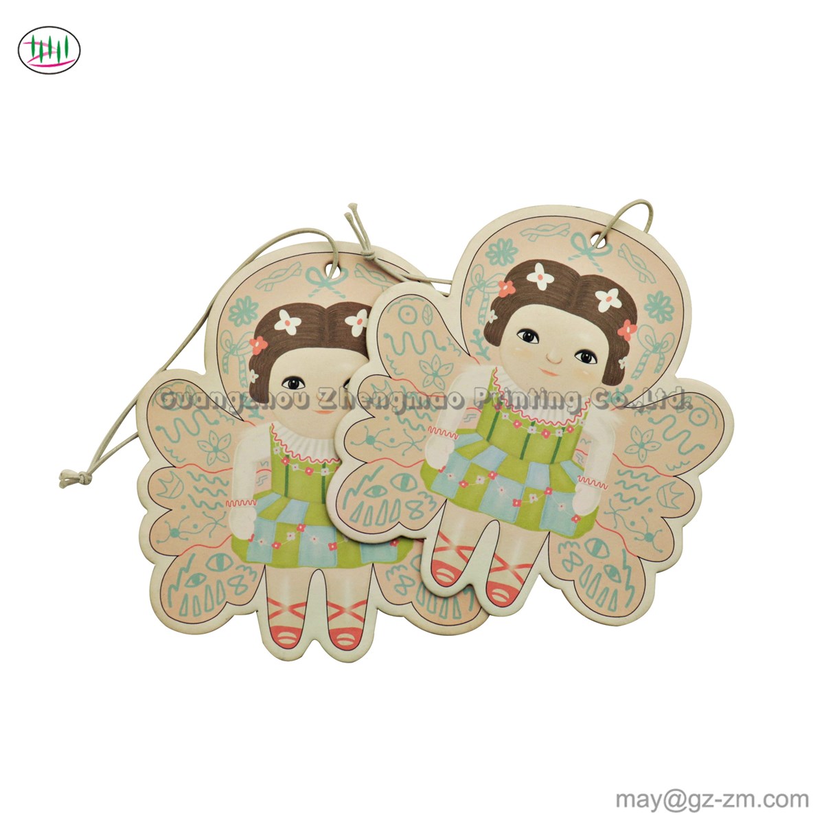 China supplier wholesale custom scented paper car hanging air freshener in beautiful and lovely girl design