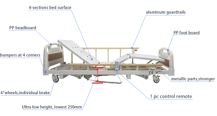 XF8341 Best selling super low three function electric care bed