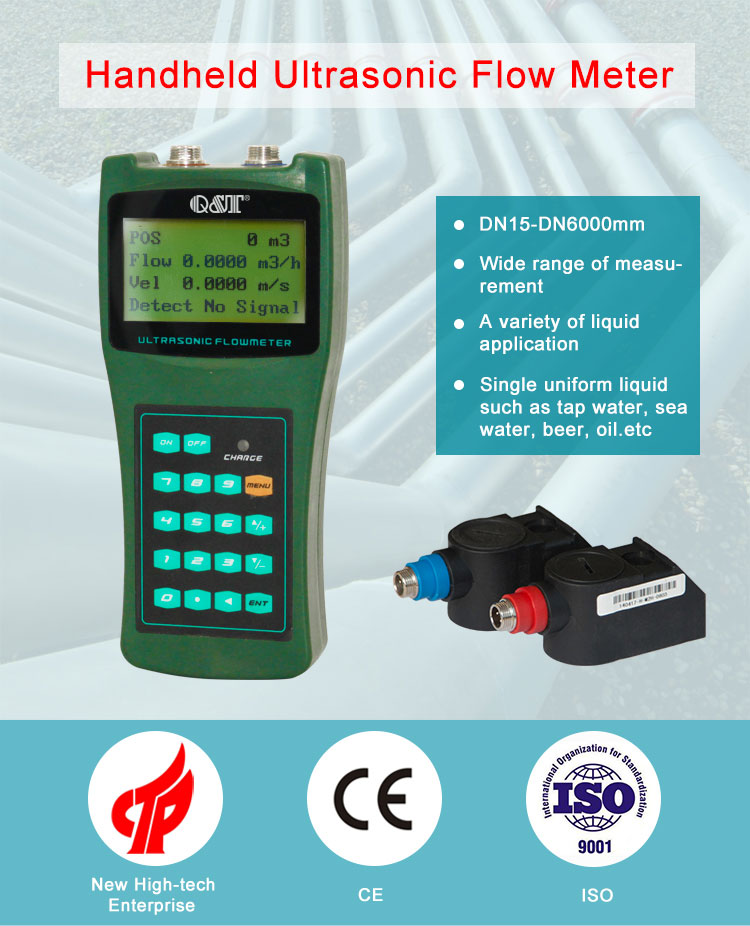 Clamp on flow meter portable ultrasonic flowmeter