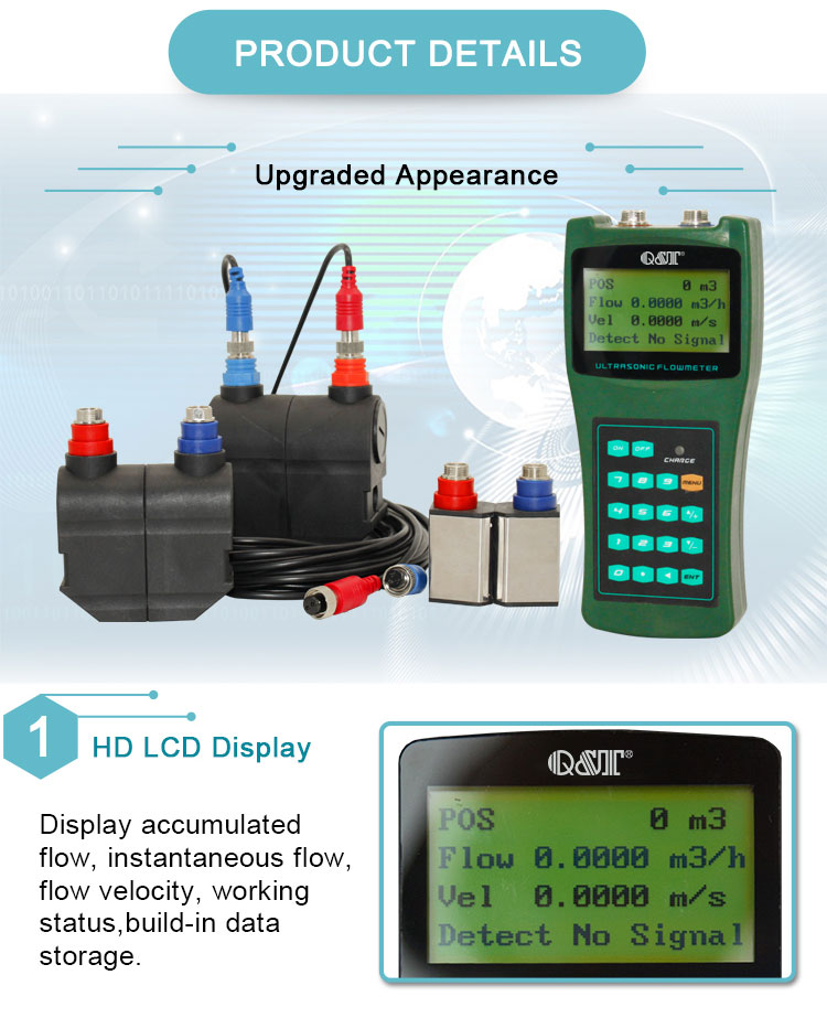 Clamp on flow meter portable ultrasonic flowmeter