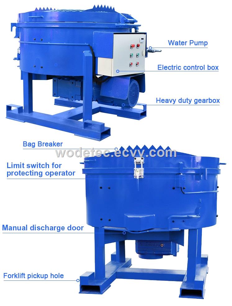 500kg fast mixing speed refractory pan mixer with walking wheel