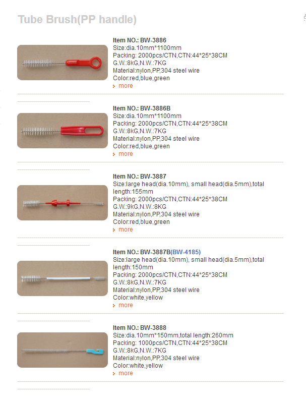 produce and supply medical cleaning brush with nylon bristles stainless steel wire and PP handle