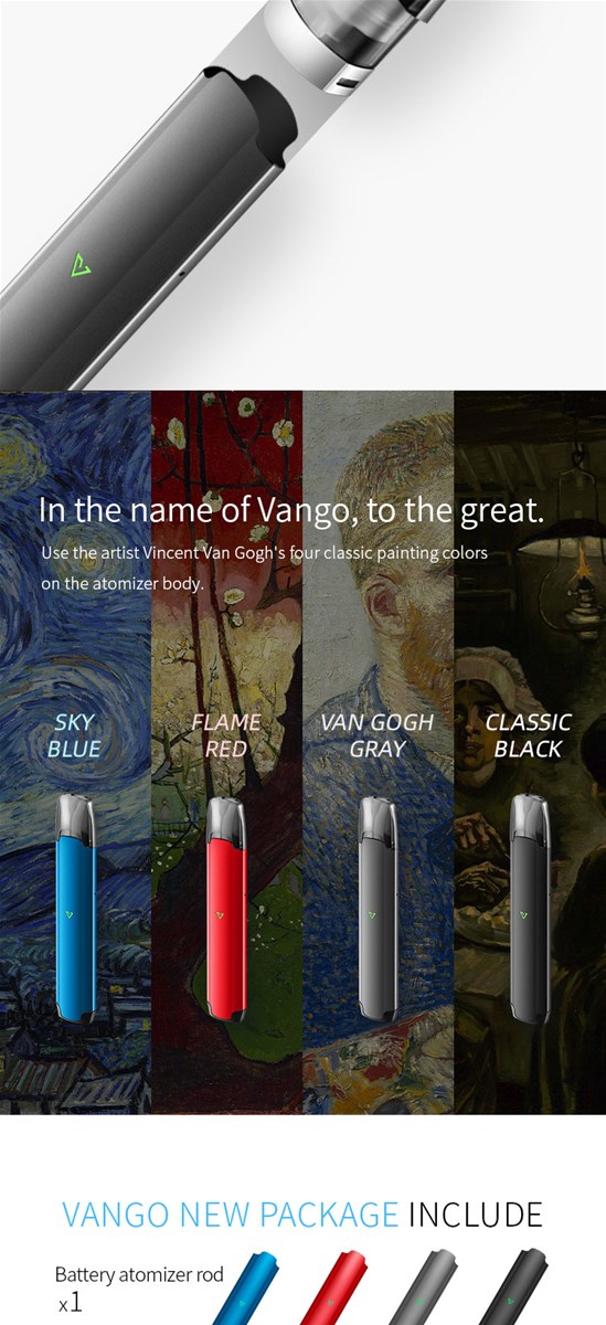 Vango rechargeable fruit flavor vape package