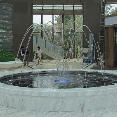 Colorful jumping water fountains