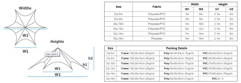 Factory sell Star tent for camping or party or trade show shade