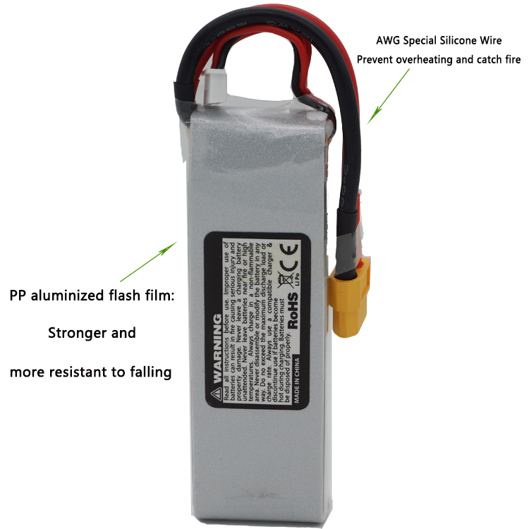 High Discharge Rate 80C 5000Mah 6S Rechargeable RC Lipo Battery For Fpv Helicopter Drone