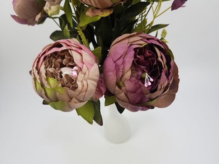 PeonyBushX12W9FArtificialFlowersFauxPeonyNineFlowersFabricMaterial