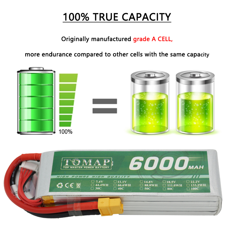 Remote Control Uav Drone Rechargeable Li Polymer 111V 148V 6000Mah 2S 3S 4S 5S 6S Lipo Battery For Rc Hobby