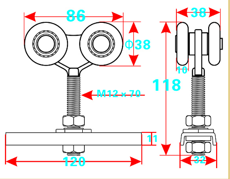 Best selling industrial sliding hardware door wheel