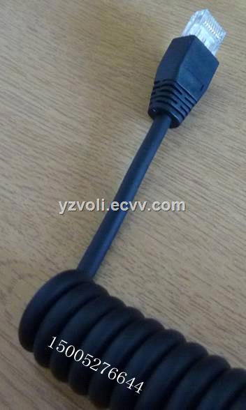 8C COIL CORD CABLE RJ45 CONNECTOR COILED CABLE