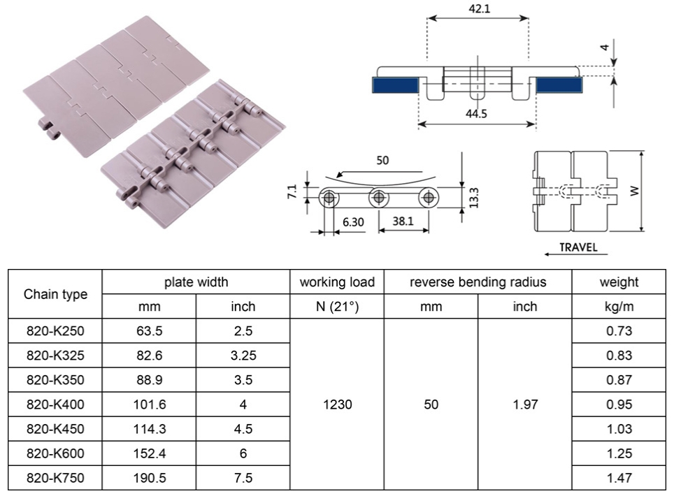 820 straight belt plastic chain belt conveyor width 2532535445675 POM