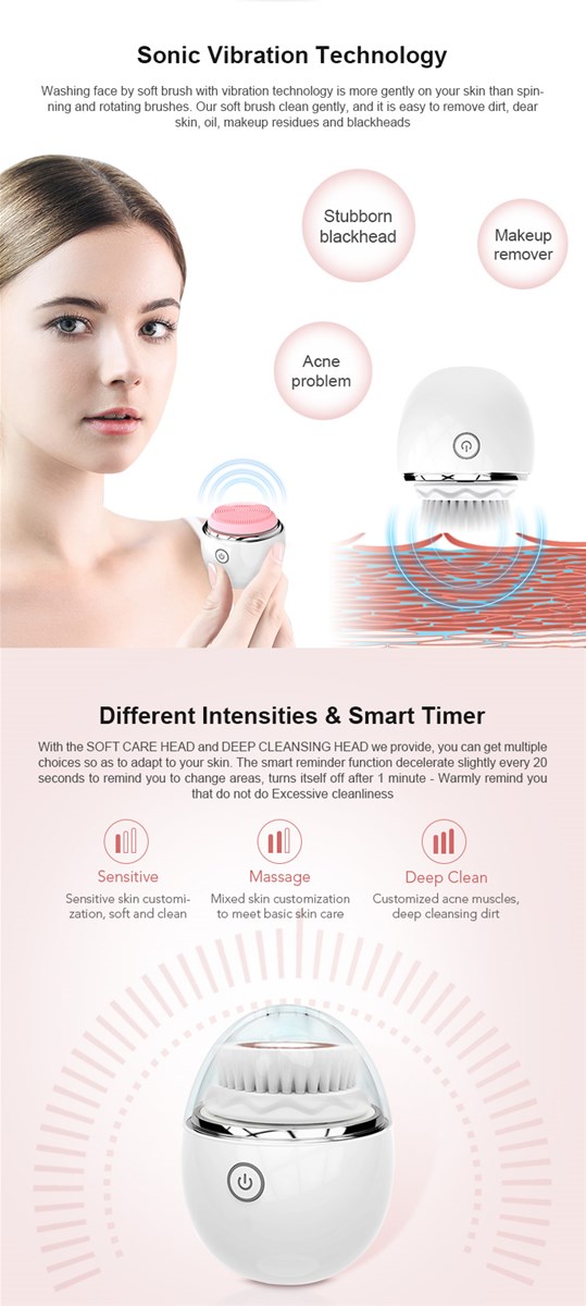 Popular products 2019 wireless charging ultrasonic electric silicone facial cleansing brush