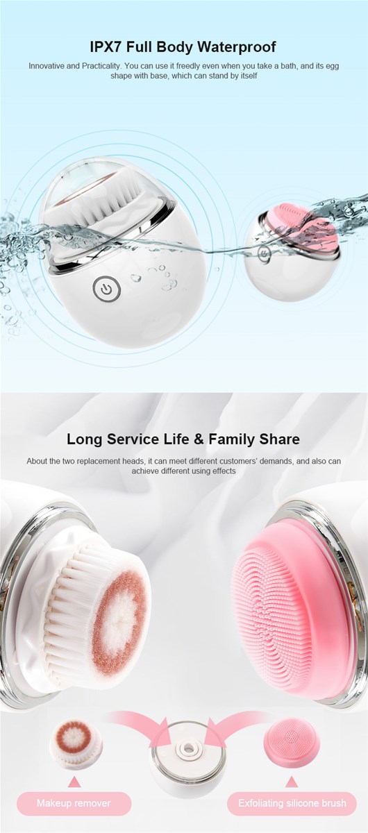 Popular products 2019 wireless charging ultrasonic electric silicone facial cleansing brush