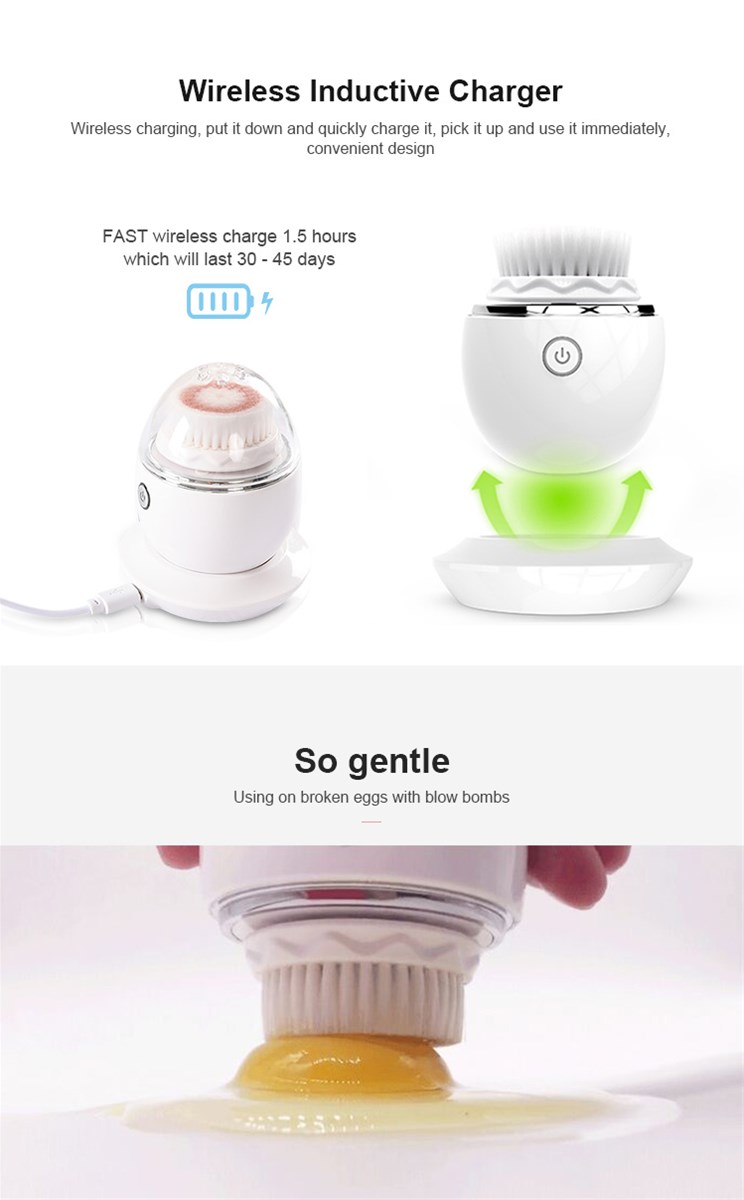 Popular products 2019 wireless charging ultrasonic electric silicone facial cleansing brush