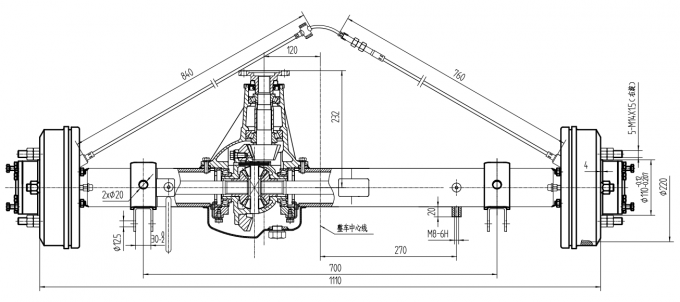 Small Truck Tricycle Transaxle with Oil Brake 1037 Differential Rear Axle