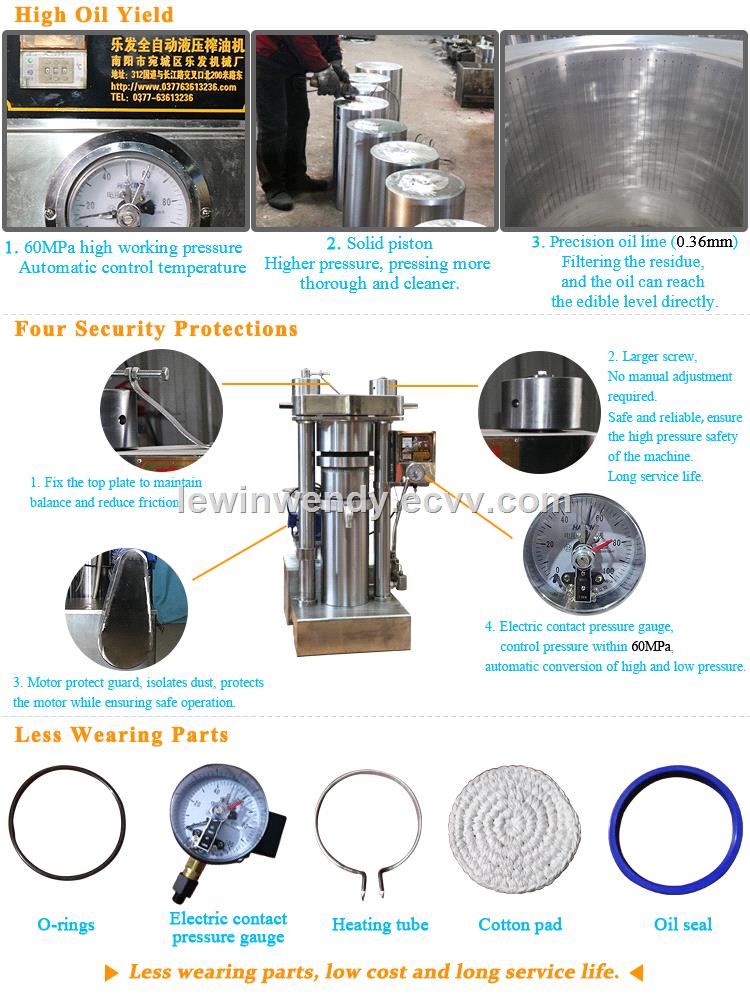 Hydraulic cold sesame oil press machine cocoa oil making olive oil processing machine