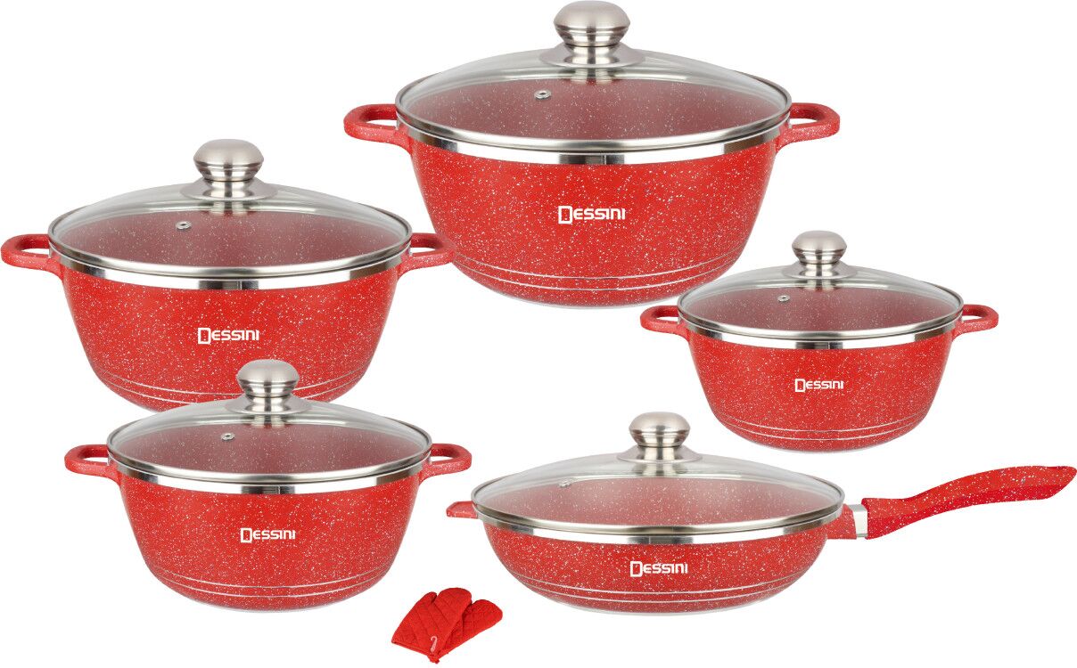 Dessini brand 12pcs cookware set granite coatin pan set nonstick pots sets