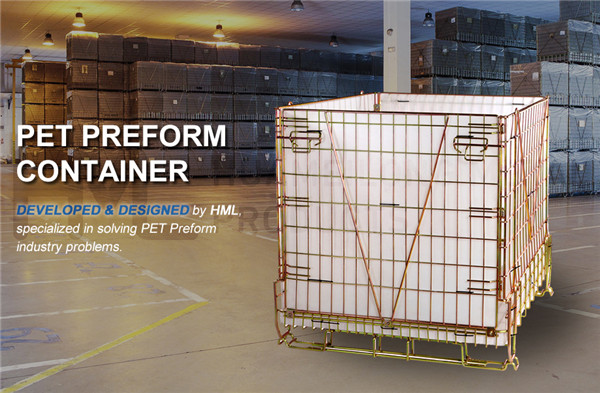 Rigid galvanised collapsible folding portable pet preforms storage steel wire mesh containers with lid for sale