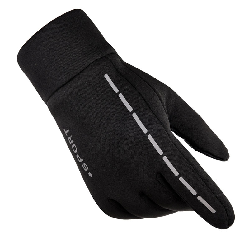 Winter Outdoor Bicycle Gloves with Reflective Stripes Nonslip Warm Fleece Gloves for Running Hiking for Men and Women