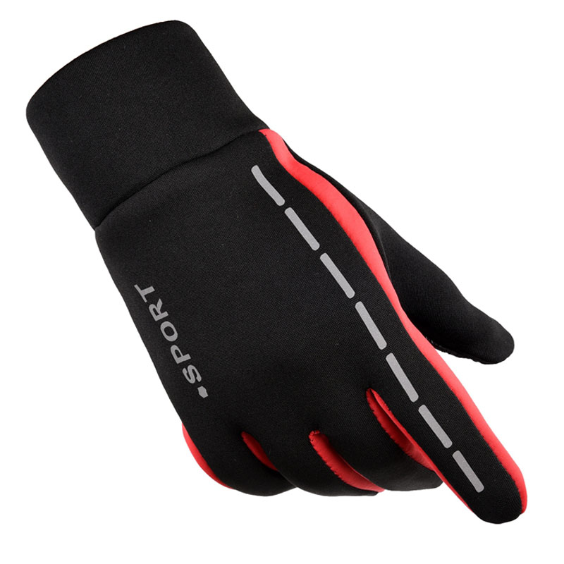 Winter Outdoor Bicycle Gloves with Reflective Stripes Nonslip Warm Fleece Gloves for Running Hiking for Men and Women