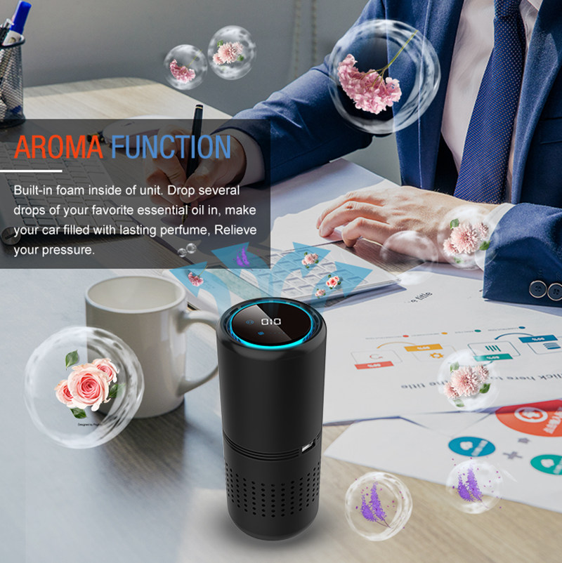 Smart Car Air Purifier Mini Cup Shape Hepa Filter Air Cleaner Anion PM25 Remove Formaldehye for Car Hotal kids