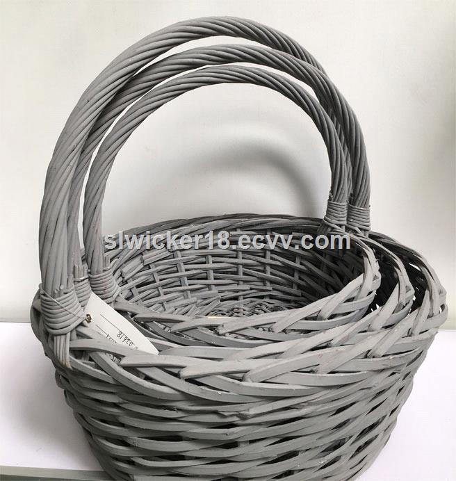 natural gray wicker gift basket with handle supplier china