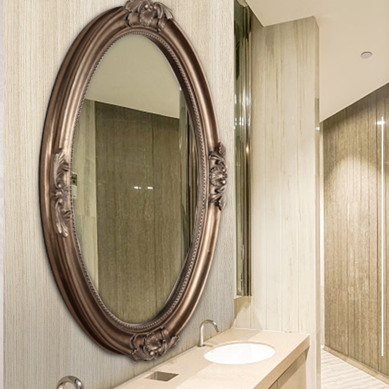 PU European antique design gold wall mirror decorative gold oval wall mirror