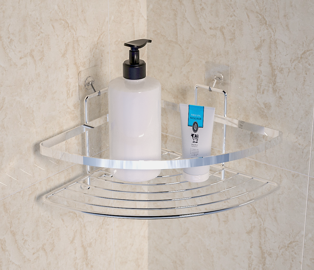 Wintok Amazon best sellers Europe style home storage metal chrome bathroom single tier corner basket shelf