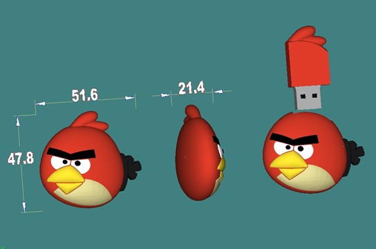 Good quality Angry Bird usb flash drive custom gift 64MB128GB memory stick custom logo