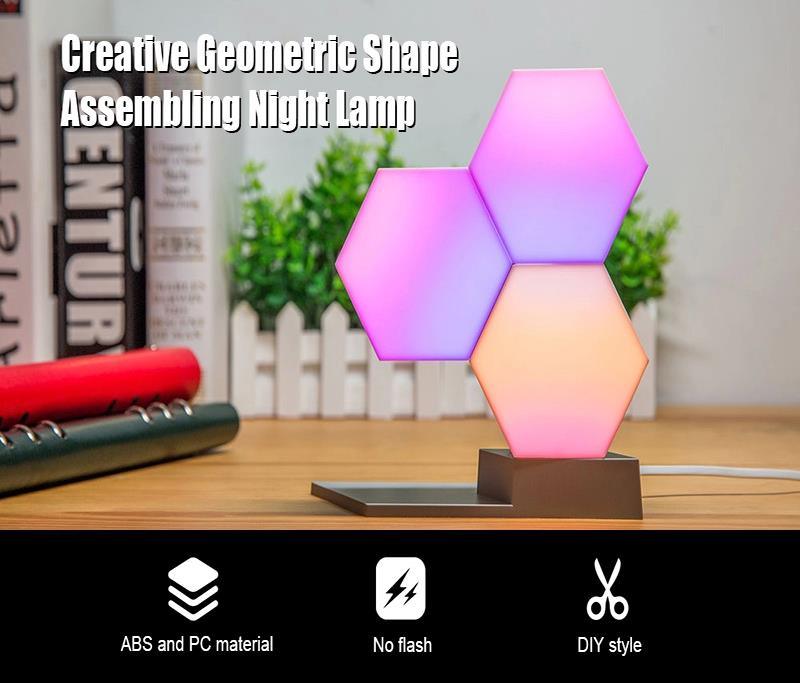 Hexagonal Wall Lamp Creative Geometry Assembly LED Night Light Smart Dimmable Touch Sensitive Modular Light