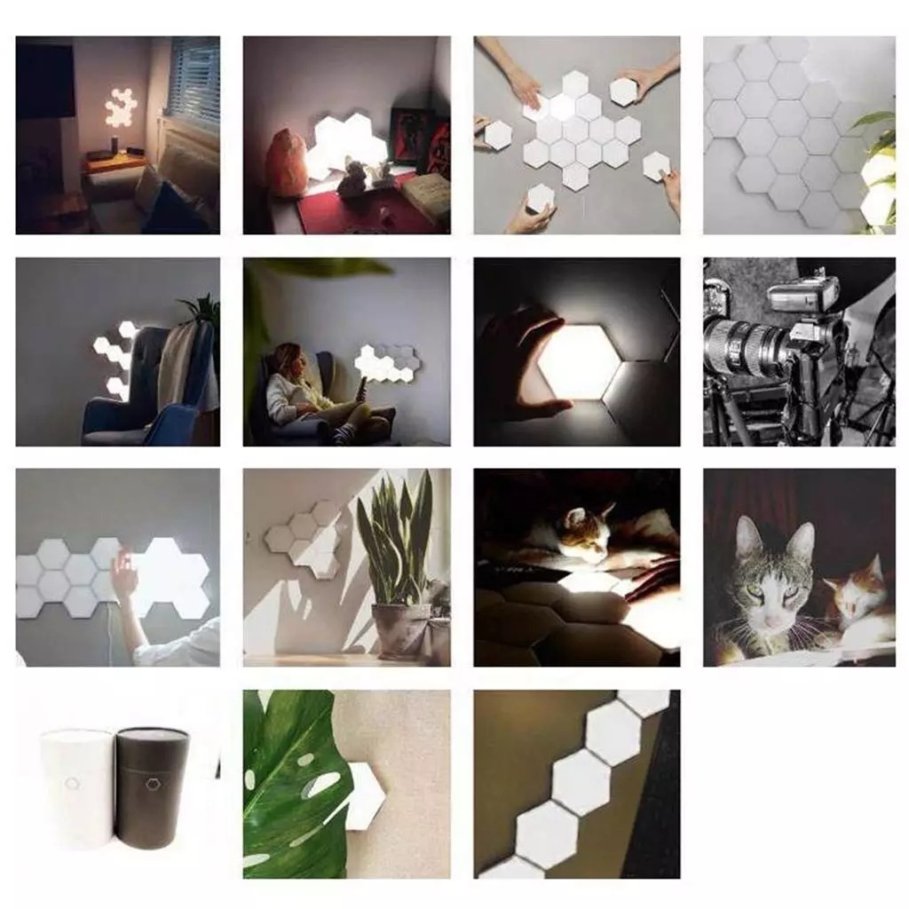 Hexagonal Wall Lamp Creative Geometry Assembly LED Night Light Smart Dimmable Touch Sensitive Modular Light