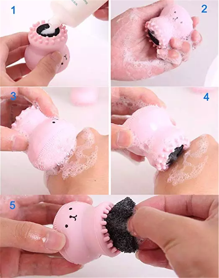 Little octopus cartoon cute promotional giveaway gift silicone facial cleansing brush Little octopus cartoon cute promotional giveaway gift silicone facial cleansing brush