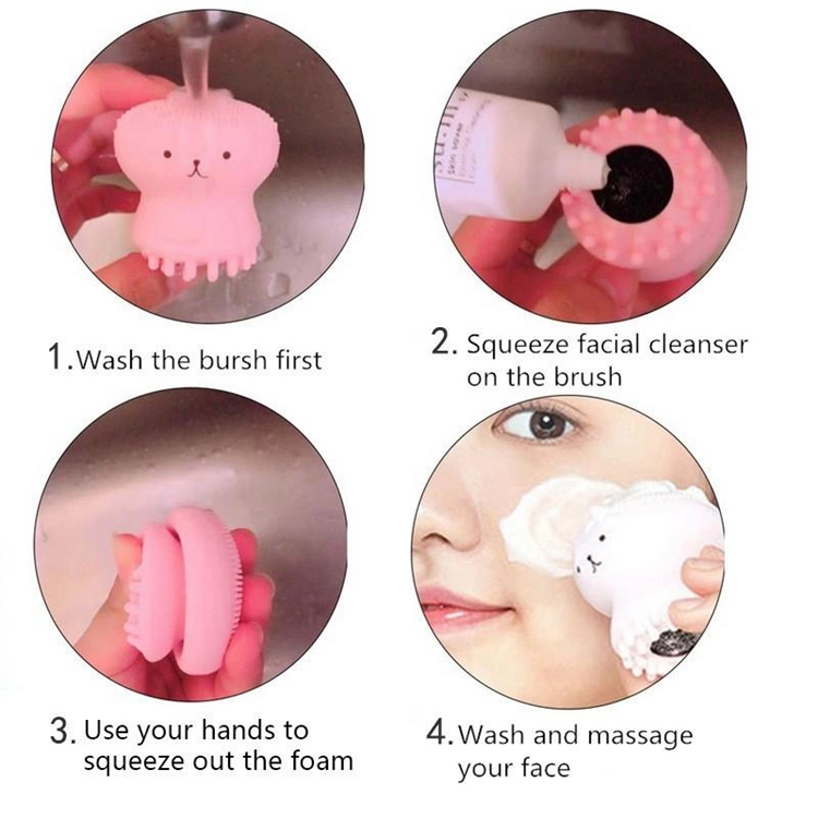 Little octopus cartoon cute promotional giveaway gift silicone facial cleansing brush Little octopus cartoon cute promotional giveaway gift silicone facial cleansing brush