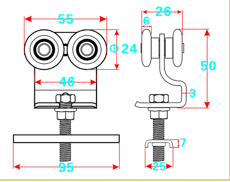 High quality galvanized roller for hanging sliding door