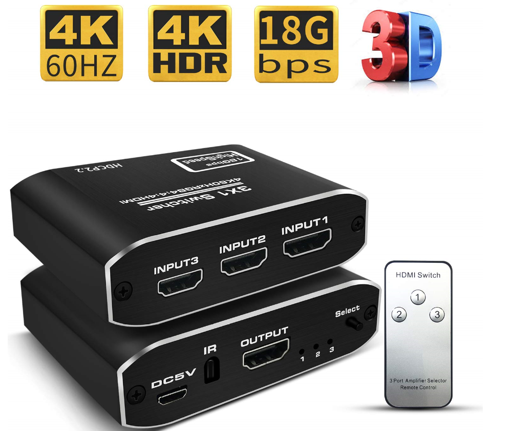 2019 New Arrival Metal HDMI20 Switch 3X1 with RF Remote