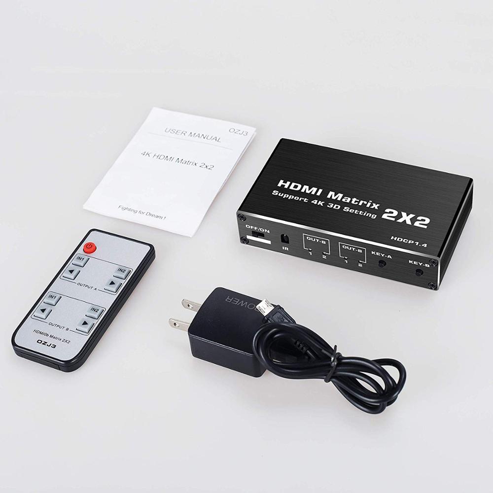 HDMI Matrix 2x2 4K 60Hz HDMI Switch Splitter