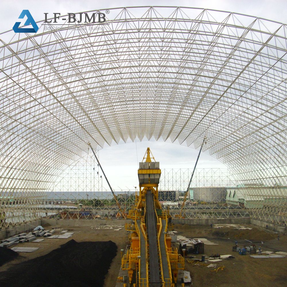 Prefab Large Span Fast Installation Barrel Space Frame Structure Arch Coal Storage Shed System for Power Plant