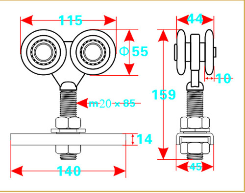 High quality heavy metal galvanized gate wheel