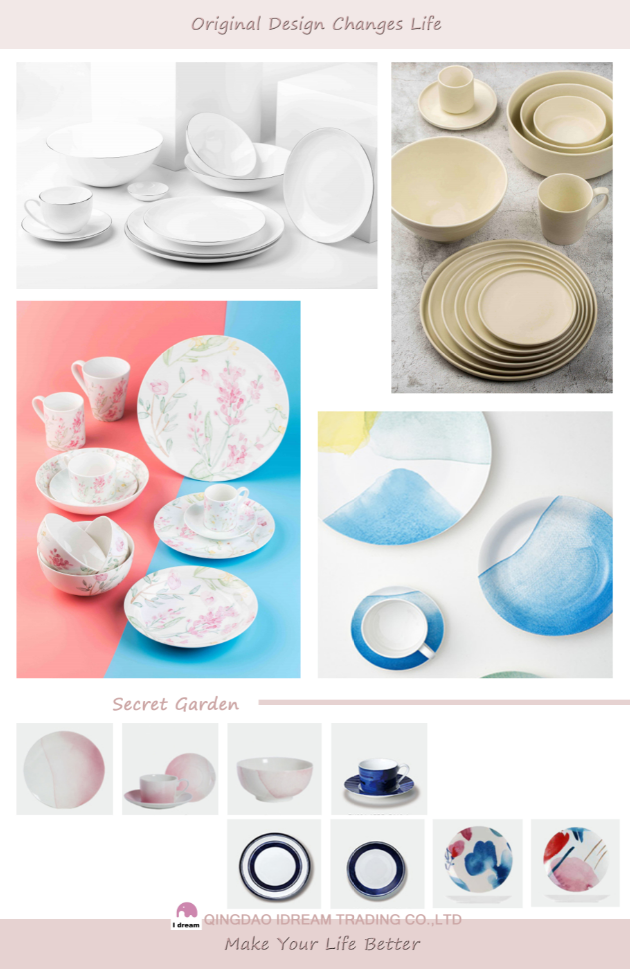 Fine bone china dinnerware with hand painted real platinum rim