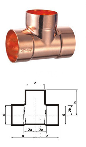 T type Tee for Refrigeration and Airconditioning System Connect Pipes