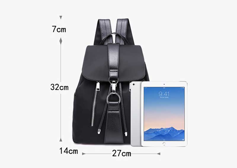 Waterproof Nylon Anti Theft Women Backpacks Female Travel Rucksack School Bags for Teenage Girls Black Drawstring bag