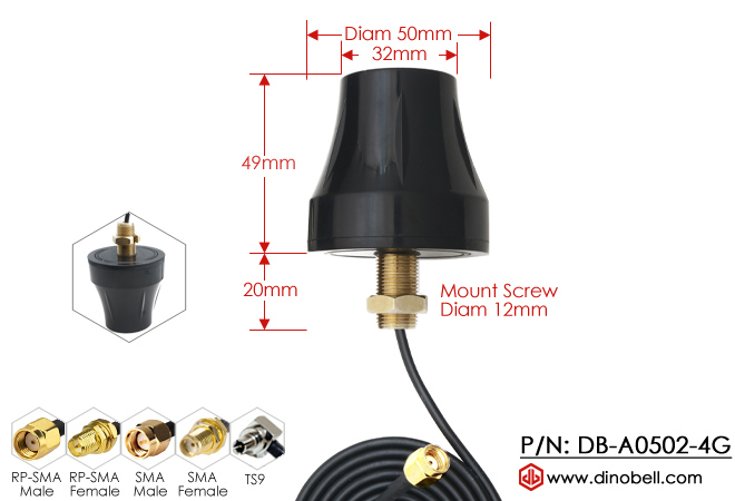 Dinobell 6dBi IP67 waterproof 4G LTE Screw Mount Antenna DBA05024G