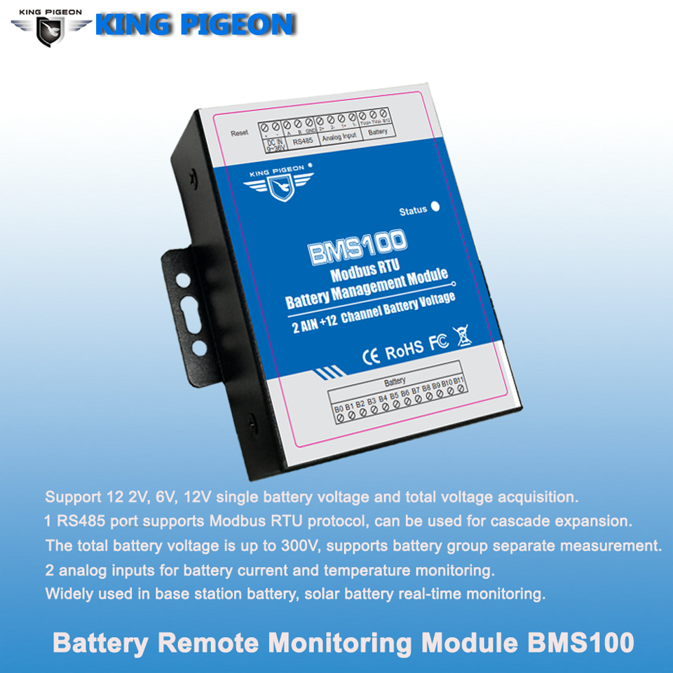 BMS100 Battery monitoring management system for BTS server room battery pack solar pannel battery monitor