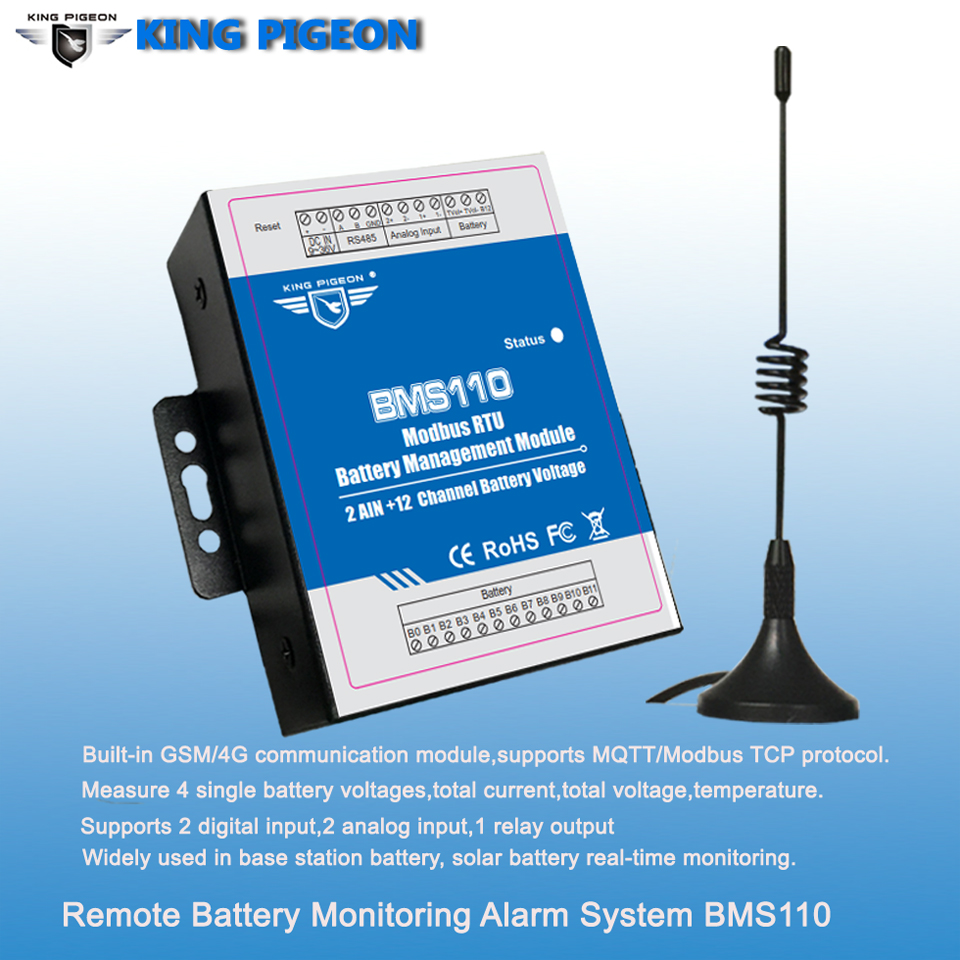 BMS110 cellular solar battery monitoring IoT solution with current voltage monitoring and inverter control