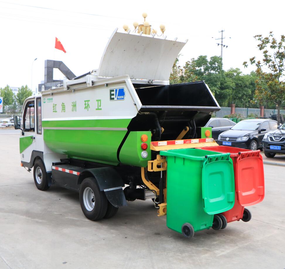 Rear tipper and dumping garbage compactor truck