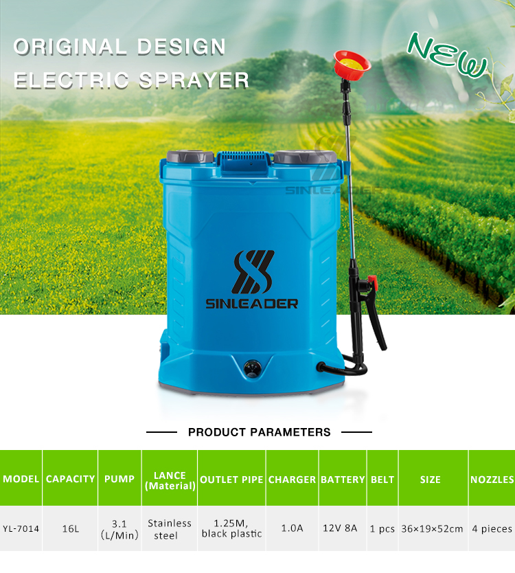 Agricultural electric 12v garden 16L power backpack sprayer