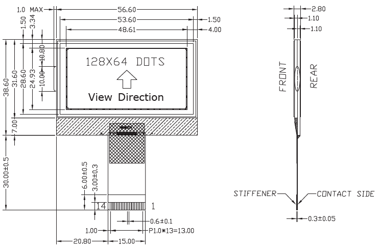 128x64 Graphic LCD Display COG Type LCD DRIVEING IC st7567