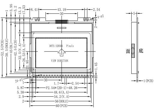 128x64 Graphic LCD Display COG Type LCD Module DISPLAY