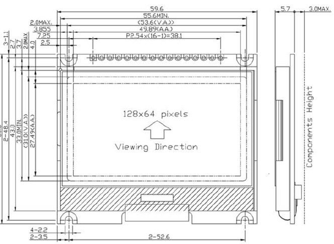 128x64 Graphic LCD Display COG Type LCD Module DISPLAY